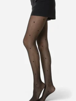 Best La Modeuse Collants à motif losanges et pois Noir