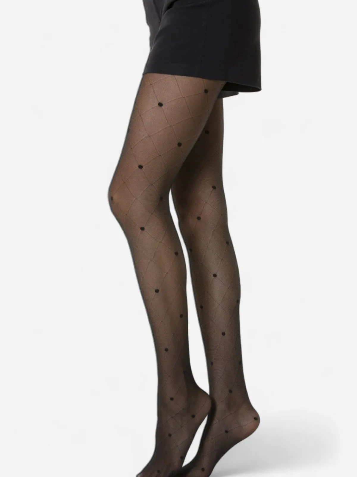 Best La Modeuse Collants à motif losanges et pois Noir