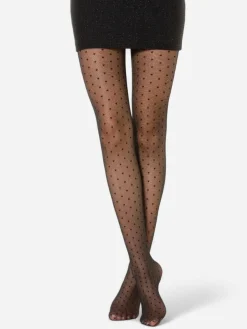 Online La Modeuse Collants à pois réguliers Noir