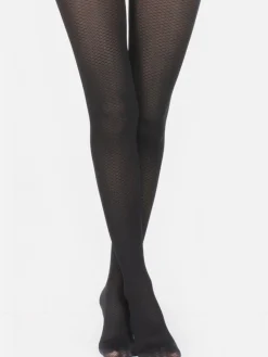 Outlet La Modeuse Collants texturés semi-opaques Noir