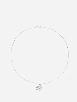 Online La Modeuse Collier fin à pendentif coeurs entrelacées Argenté
