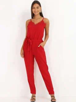 Best La Modeuse Combinaison à décolleté en dentelle Rouge