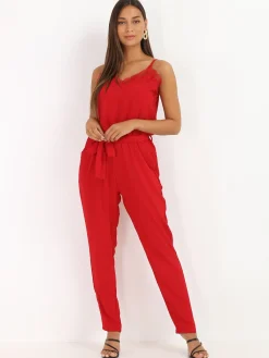 Best La Modeuse Combinaison à décolleté en dentelle Rouge