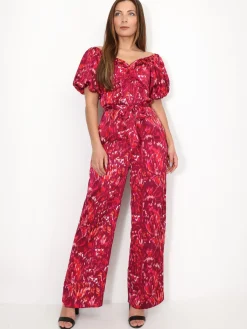 New La Modeuse Combinaison à manches ballons et motifs Rouge