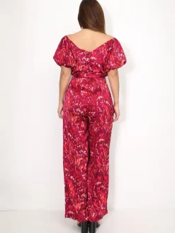New La Modeuse Combinaison à manches ballons et motifs Rouge