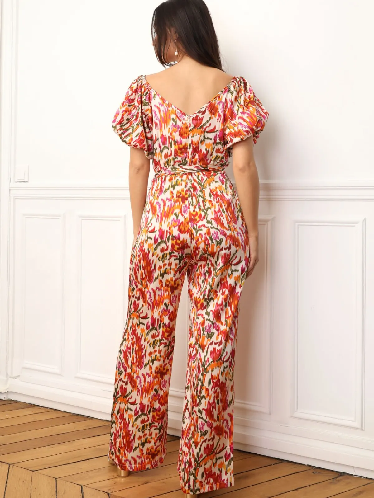 Discount La Modeuse Combinaison à manches ballons et motifs Orange