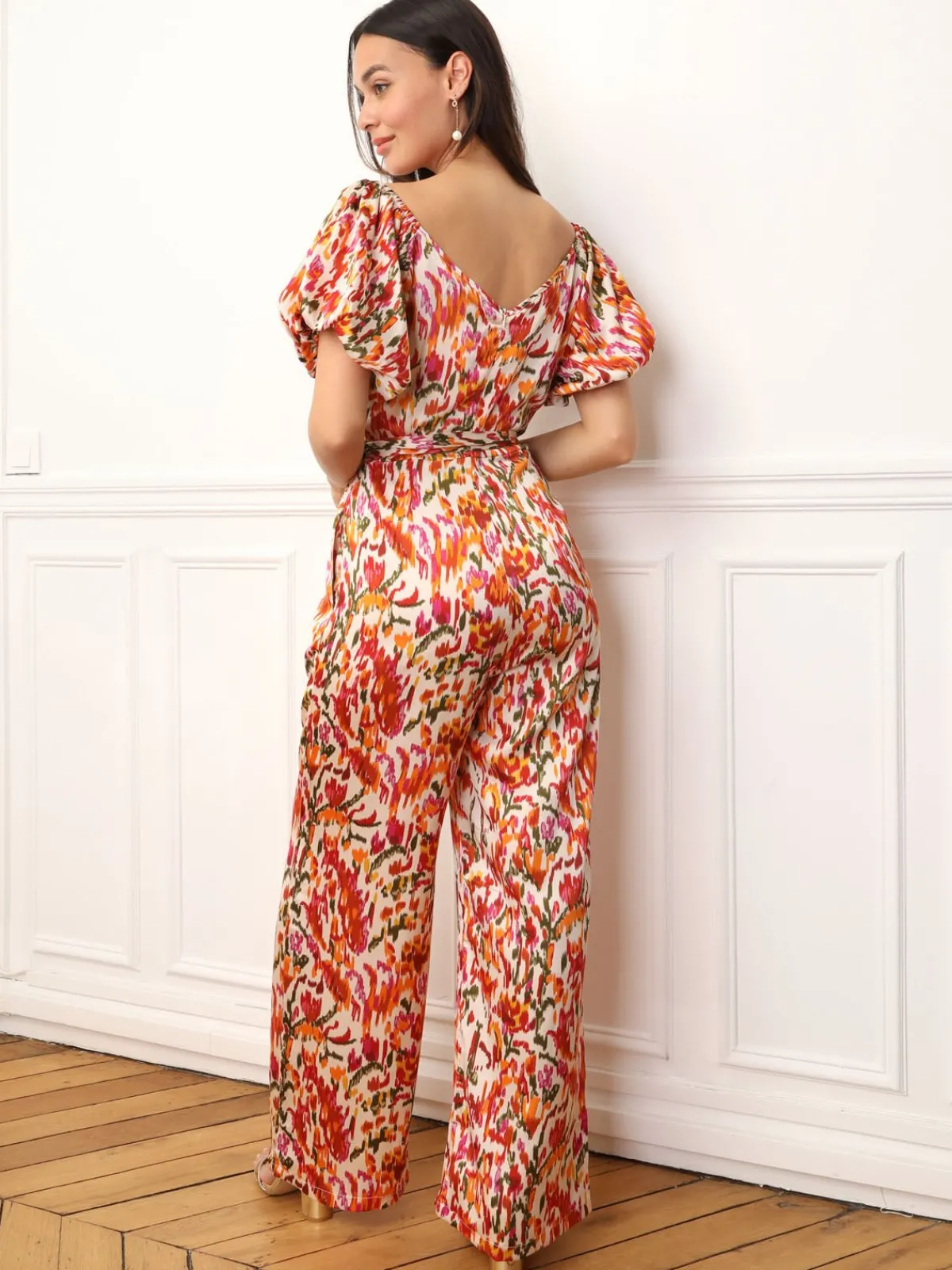 Discount La Modeuse Combinaison à manches ballons et motifs Orange