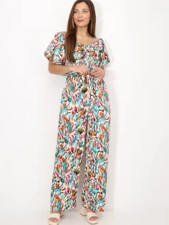 La Modeuse Combinaison à manches ballons et motifs Vert