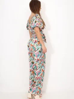 La Modeuse Combinaison à manches ballons et motifs Vert