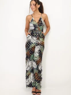New La Modeuse Combinaison à motif tropical BleuMarine