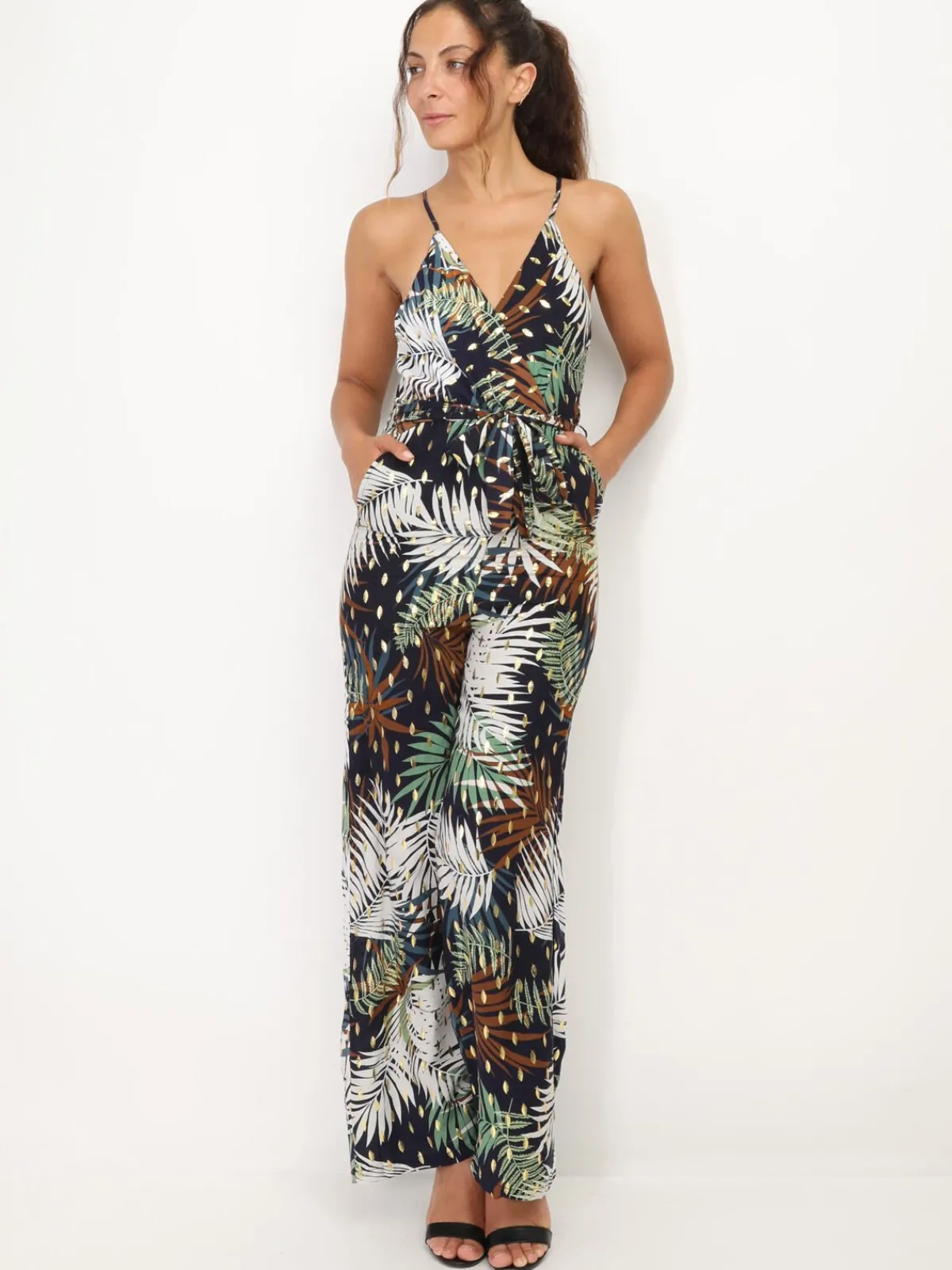 New La Modeuse Combinaison à motif tropical BleuMarine