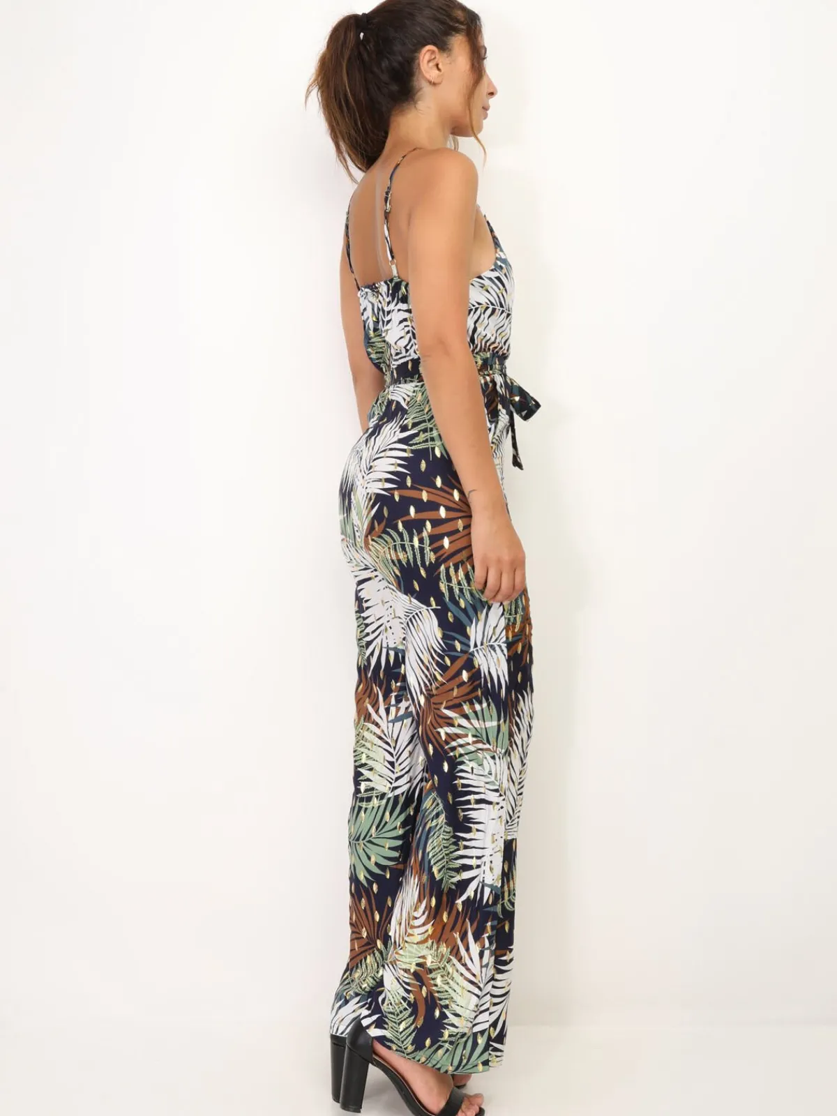 New La Modeuse Combinaison à motif tropical BleuMarine