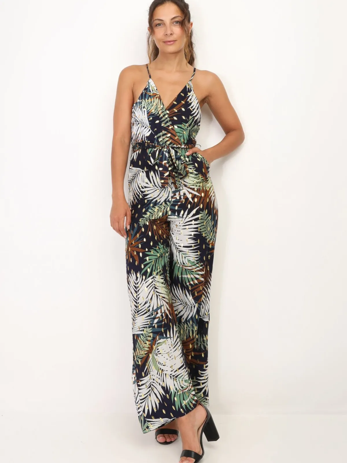 New La Modeuse Combinaison à motif tropical BleuMarine