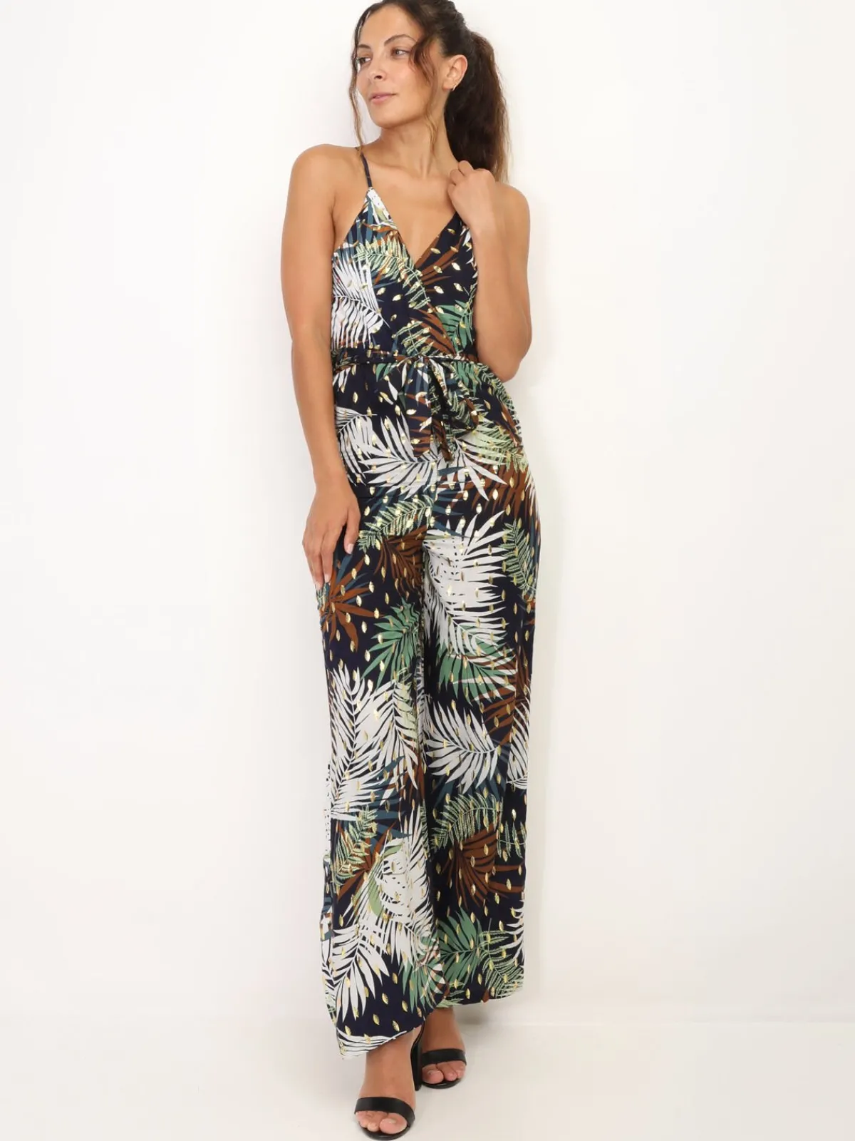New La Modeuse Combinaison à motif tropical BleuMarine