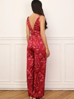 Discount La Modeuse Combinaison ample à motif rétro Rouge