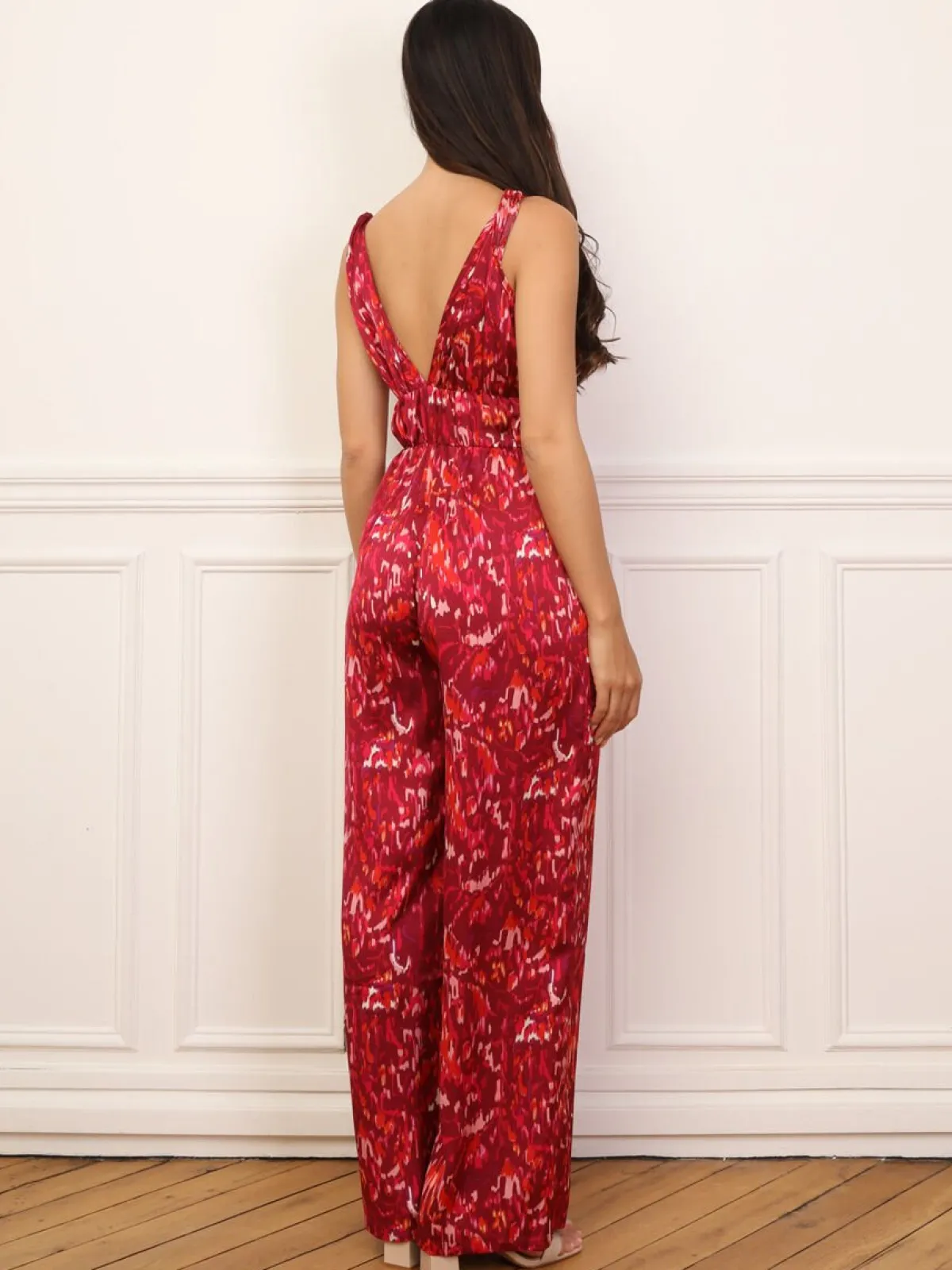 Discount La Modeuse Combinaison ample à motif rétro Rouge