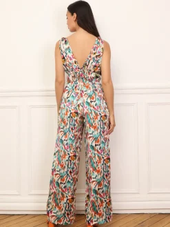 Outlet La Modeuse Combinaison ample à motif rétro Vert