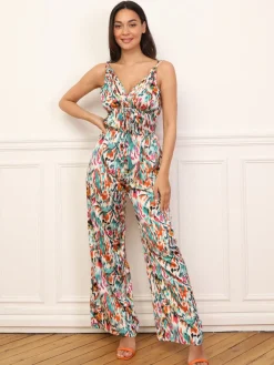 Outlet La Modeuse Combinaison ample à motif rétro Vert