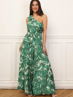 Best La Modeuse Combinaison asymétrique à motif tropical Vert