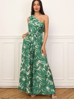 Best La Modeuse Combinaison asymétrique à motif tropical Vert
