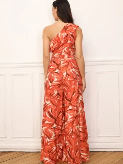 Online La Modeuse Combinaison asymétrique à motif tropical Orange