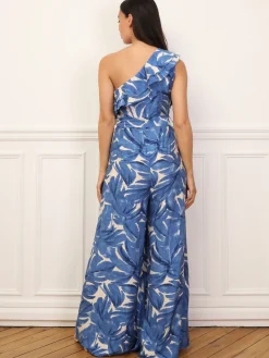 Online La Modeuse Combinaison asymétrique à motif tropical Bleu