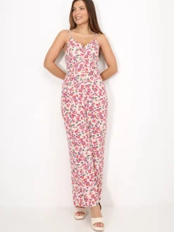 Sale La Modeuse Combinaison boutonnée à fleurs Beige
