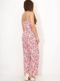 Sale La Modeuse Combinaison boutonnée à fleurs Beige