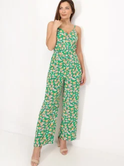 Discount La Modeuse Combinaison boutonnée à fleurs Vert
