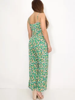 Discount La Modeuse Combinaison boutonnée à fleurs Vert