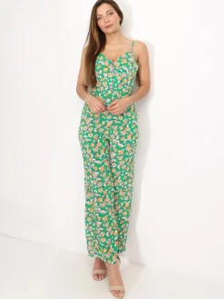 Discount La Modeuse Combinaison boutonnée à fleurs Vert