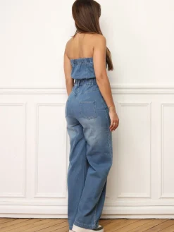 New La Modeuse Combinaison bustier en denim Bleu