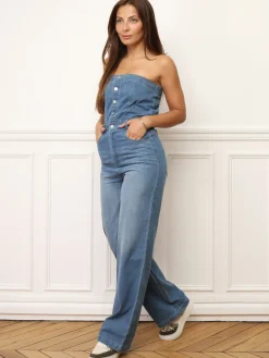 New La Modeuse Combinaison bustier en denim Bleu