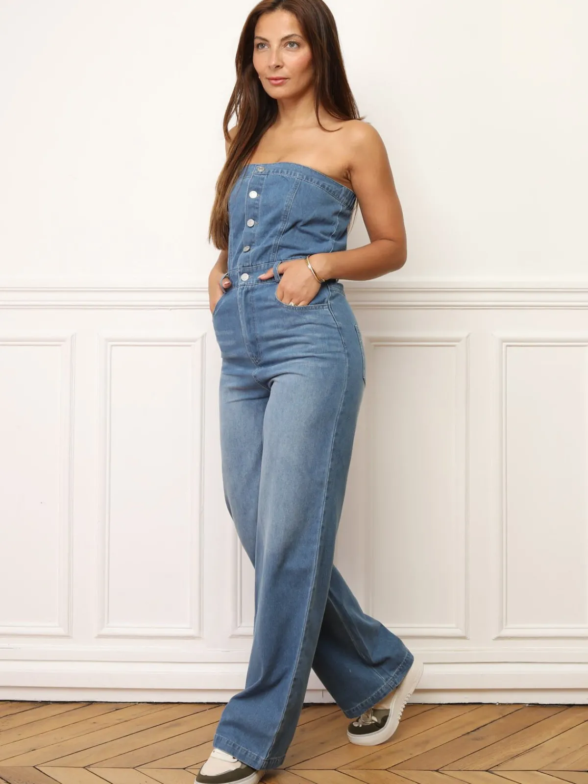 New La Modeuse Combinaison bustier en denim Bleu