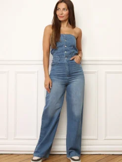 New La Modeuse Combinaison bustier en denim Bleu