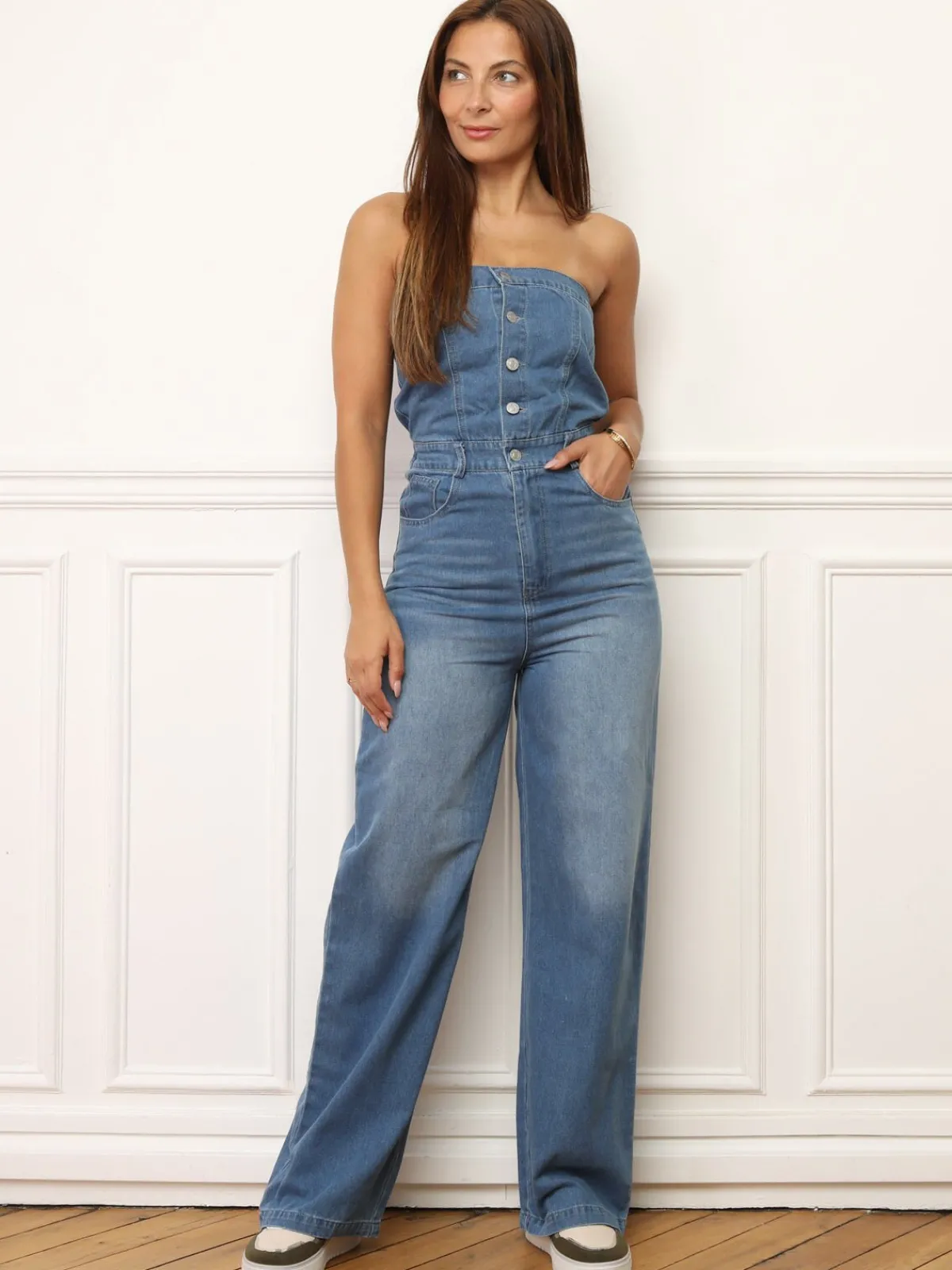 New La Modeuse Combinaison bustier en denim Bleu