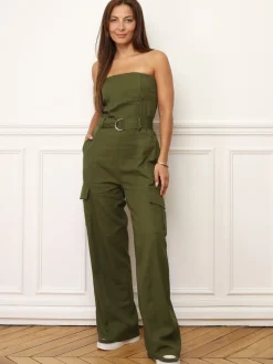 Outlet La Modeuse Combinaison bustier style cargo Kaki