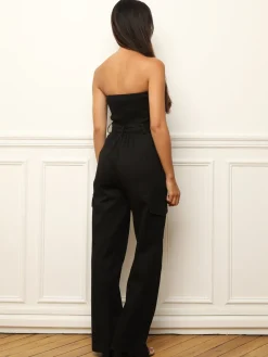 Sale La Modeuse Combinaison bustier style cargo Noir
