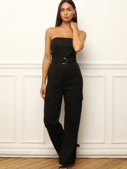 Sale La Modeuse Combinaison bustier style cargo Noir
