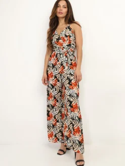 Hot La Modeuse Combinaison cache c艙ur à motif feuilles Noir