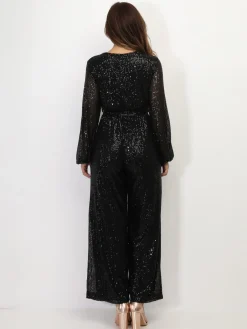 La Modeuse Combinaison cache-c艙ur à sequins Noir