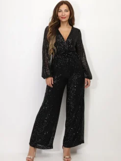 La Modeuse Combinaison cache-c艙ur à sequins Noir