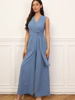 Hot La Modeuse Combinaison cache-c艙ur avec ceinture BleuGivré