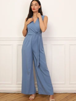 Hot La Modeuse Combinaison cache-c艙ur avec ceinture BleuGivré