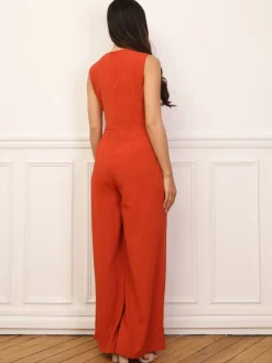 Outlet La Modeuse Combinaison cache-c艙ur avec ceinture Orange