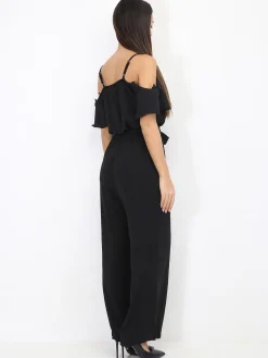 Online La Modeuse Combinaison ceinturée avec détail broderie Noir