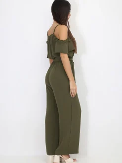 New La Modeuse Combinaison ceinturée avec détail broderie Kaki