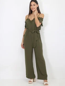 New La Modeuse Combinaison ceinturée avec détail broderie Kaki