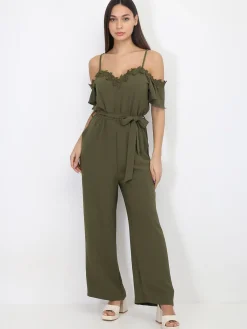 New La Modeuse Combinaison ceinturée avec détail broderie Kaki