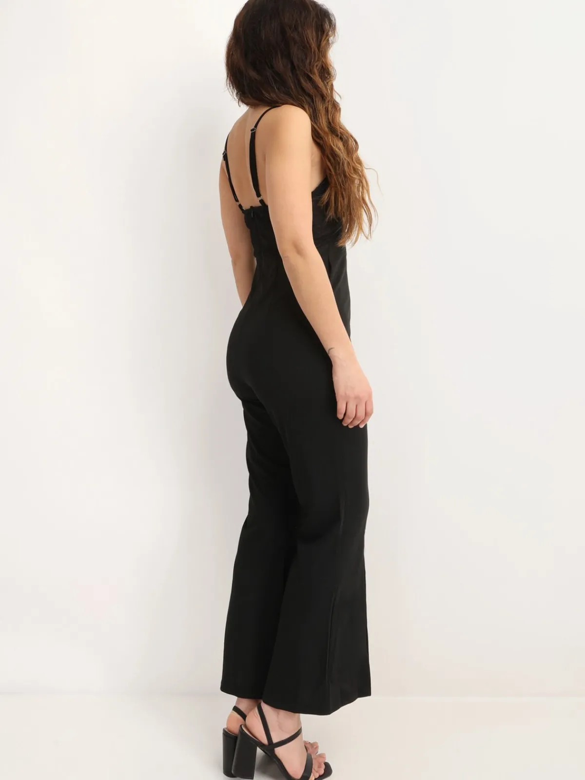 Clearance La Modeuse Combinaison corset en dentelle à fentes Noir